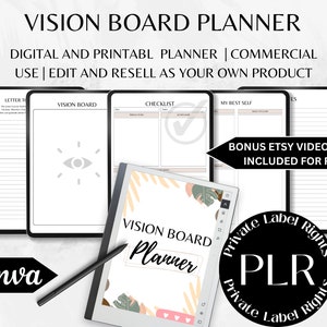 Commercial Use | Plr Digital Planner Template | Vision planner | Resell rights | Editable Canva Planner Template | Done For You
