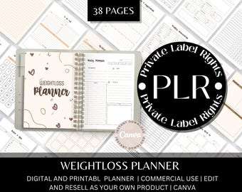 Weightloss Planner | Fitness Tracker | Fitness Planner | Weight Loss Tracker | Fitness Journal | Commercial Use Journal | Plr Ebooks