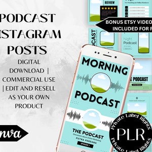 Social Media Templates | Plr Instagram Posts | PODCAST TEMPLATE | Instagram Feed | Plr Instagram Planner | Plr Canva Template