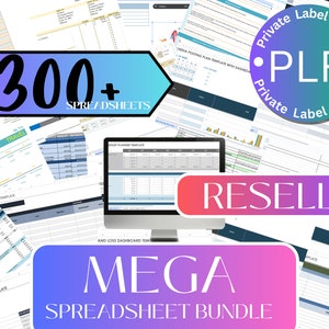 Resell Rights | Plr Bundle | spreadsheet bundle | Plr Spreadhseet | 300 Templates, excel spreadsheet, Budget Spreadsheet,