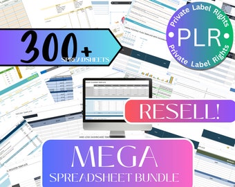 Resell Rights | Plr Bundle | spreadsheet bundle | Plr Spreadhseet | 300 Templates, excel spreadsheet, Budget Spreadsheet,