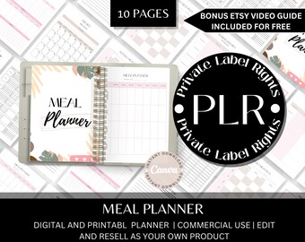 Plr Meal Planner | Commercial Use | Resell Digital Products | Canva Template | Plr Templates | Commerical Use Planner Template