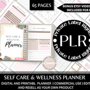 Self Care Planner | Plr Digital Wellness Planner | Commercial Use Planner | Canva Template | Journal Prompts | Adhd Planner.