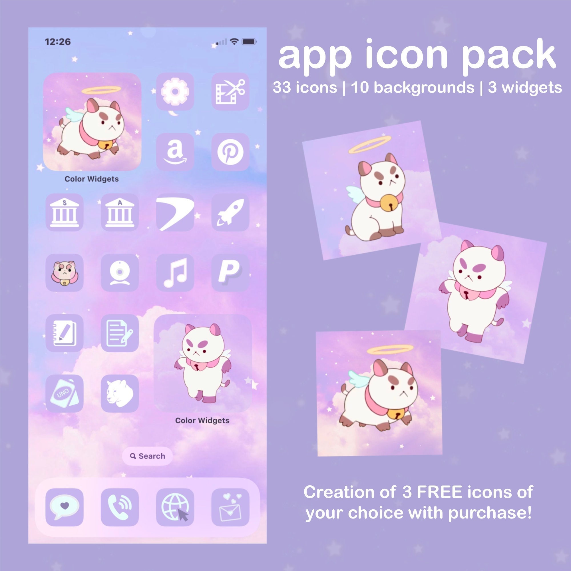 Puppycat Icons Wallpaper Widgets Pack Kawaii Phone Theme