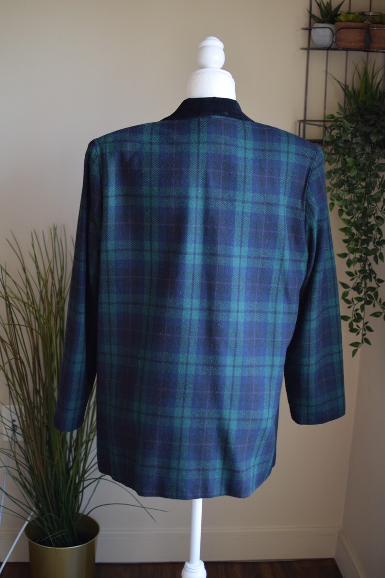 80s Vintage Plaid Blazer Shoulder Pads
