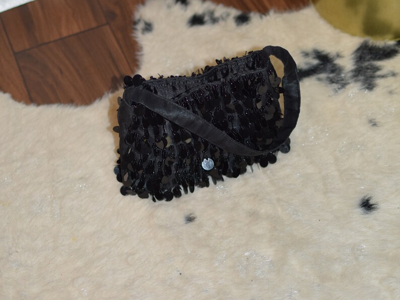 Black large sequined mini purse early 2000s image 3