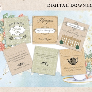 Pride and Prejudice Tea Bag Envelope – Digital Download – Regency Party Favours – Jane Austen Party