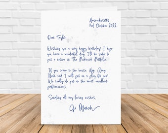 Personalised Little Women Birthday Card – Letter From Jo March – Comfort Character