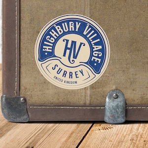 Emma Vintage Travel Sticker – Fictional Destinations Travel Stickers – Highbury – Matte Vinyl Die Cut Sticker