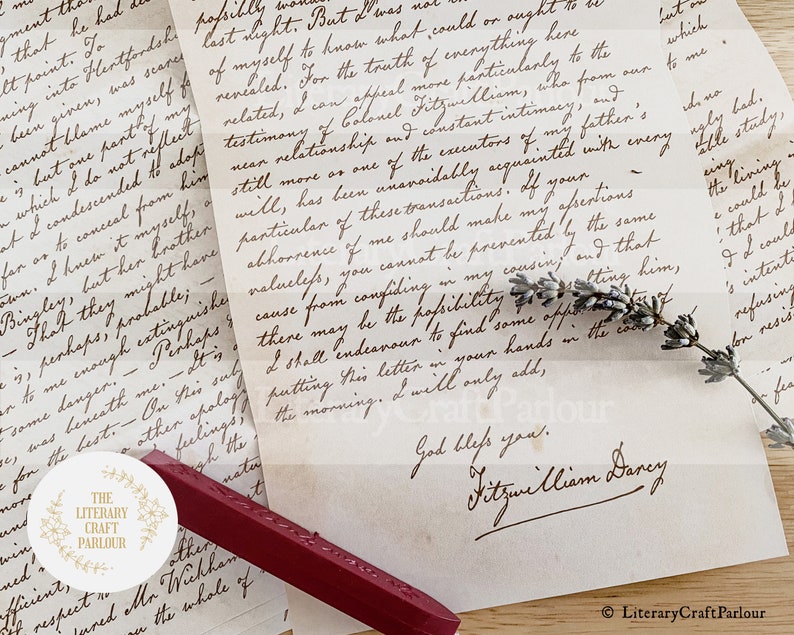 Mr Darcy's Letter to Elizabeth Pride and Etsy Australia