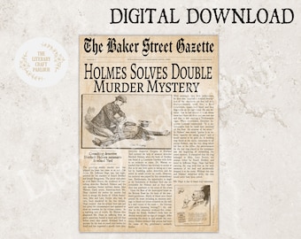 Sherlock Holmes Newspaper – Vintage Style – Victorian Wall Art – Ephemera – Bookish Gifts