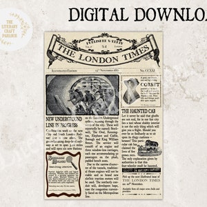 May include: A vintage newspaper clipping from "The London Times" dated November 17, 1917. The headline reads "New Underground Line in Progress" and describes the new underground railway line being built in London. The article mentions the new stations that will be added to the line, including Stockwell, The Oval, Kennington, Elephant and Castle, Borough and King William Street. The article also mentions the new electric traction motors that will be used on the line. The second article is titled "The Haunted Cab" and describes a haunted taxi cab in London. The article mentions that the cab has claimed the lives of five grown men. The article also mentions that the cab is a four-wheeler.