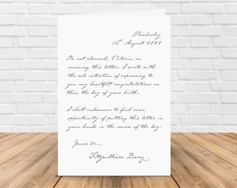 Personalised Mr Darcy Birthday Card – Personalised Letter From Mr Darcy – Comfort Character – Custom Birthday Card