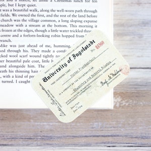 Frankenstein Bookmark – University of Ingolstadt Card – Vintage ID Card – Book Realia