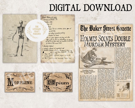 Download Sherlock Holmes Junk Journal Kit Vintage Style Ephemera Etsy