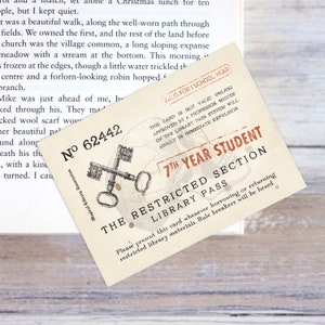 Restricted Section Library Pass Bookmark – Wizard Library Card – School of Witchcraft