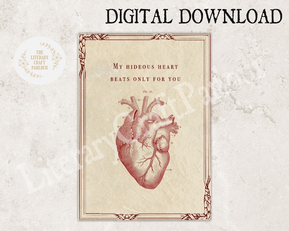 Edgar Allan Poe Valentine Card, Telltale Heart, Gothic Academia (Digital Download)