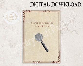 Sherlock Holmes Valentine Card, Minimalist Vintage Style (Digital Download)