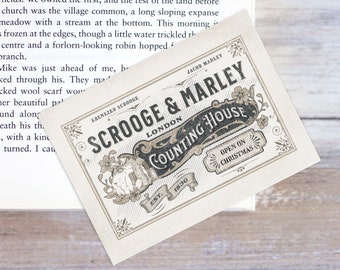 Scrooge and Marley Trade Card Bookmark – A Christmas Carol – Charles Dickens