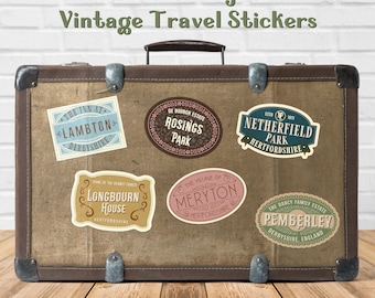 Pride and Prejudice Fictional Travel Labels – Vintage Vinyl Stickers (Pack of 6)
