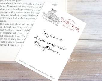 Rebecca Bookmark – Hotel Cote D'Azur Monte Carlo – Maxim de Winter Note