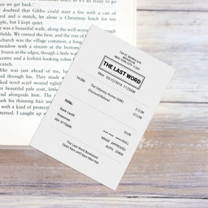 The Last Word Bookshop Bookmark – Bookshop Receipt – New York Bookshop