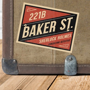 Baker Street Vintage Travel Sticker Fictional Destinations Travel Stickers Sherlock Matte Vinyl Die Cut Sticker image 1