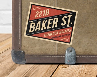Baker Street Vintage Travel Sticker – Fictional Destinations Travel Stickers – Sherlock – Matte Vinyl Die Cut Sticker