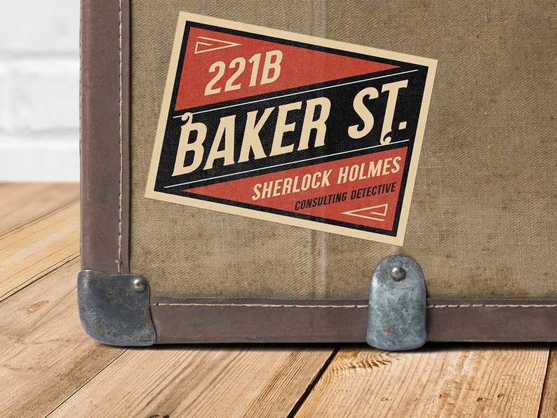 Baker Street Vintage Travel Sticker Fictional Destinations Travel Stickers Sherlock Matte Vinyl Die Cut Sticker image 1