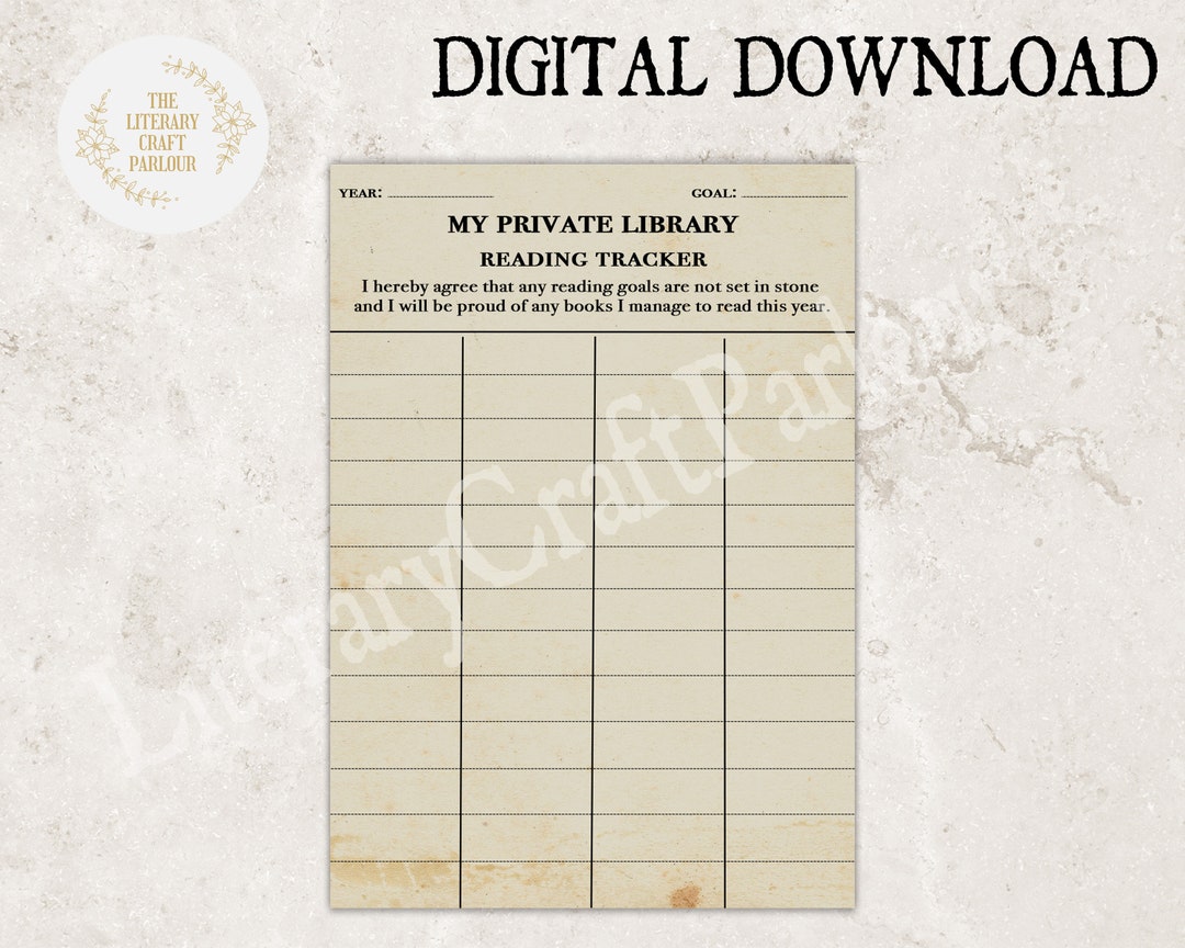 reading-tracker-vintage-library-card-printable-reading-tracker-bookish-journal-reading-journal-printable-journal-page-journaling-etsy