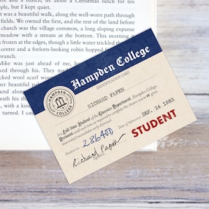 Fictional College Student ID Card Bookmark – Dark Academia – Classics Department Student ID