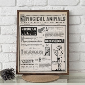 Wizard Newspaper – Nocturnal Beasts Art Print – Vintage Style Witchy Art