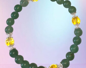 green aventurine and citrine Sterling Silver Beads Cap Spacer