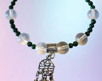 Malachite and  clear quartz bracelet