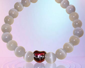 Selenite charm heart bracelet