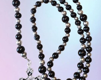 black onyx with silver sterling steel spacers