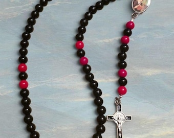 St Benedict Onyx  and red coral rosary