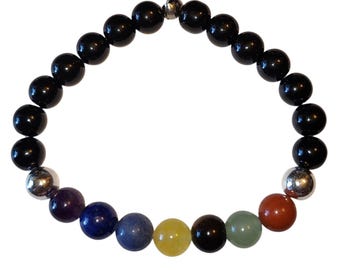 chakra braceler with Obsidian