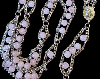 pink rose quartz ladder rosary