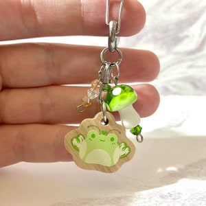 Frog Fairy Wooden Keychain Charm
