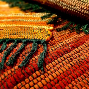 Cotton Mats, Handmade Rugs, Striped Cotton Mat, Braided Cotton Rug, Chindi Rug, Colourful Mat, Door Mat, Rag Rug