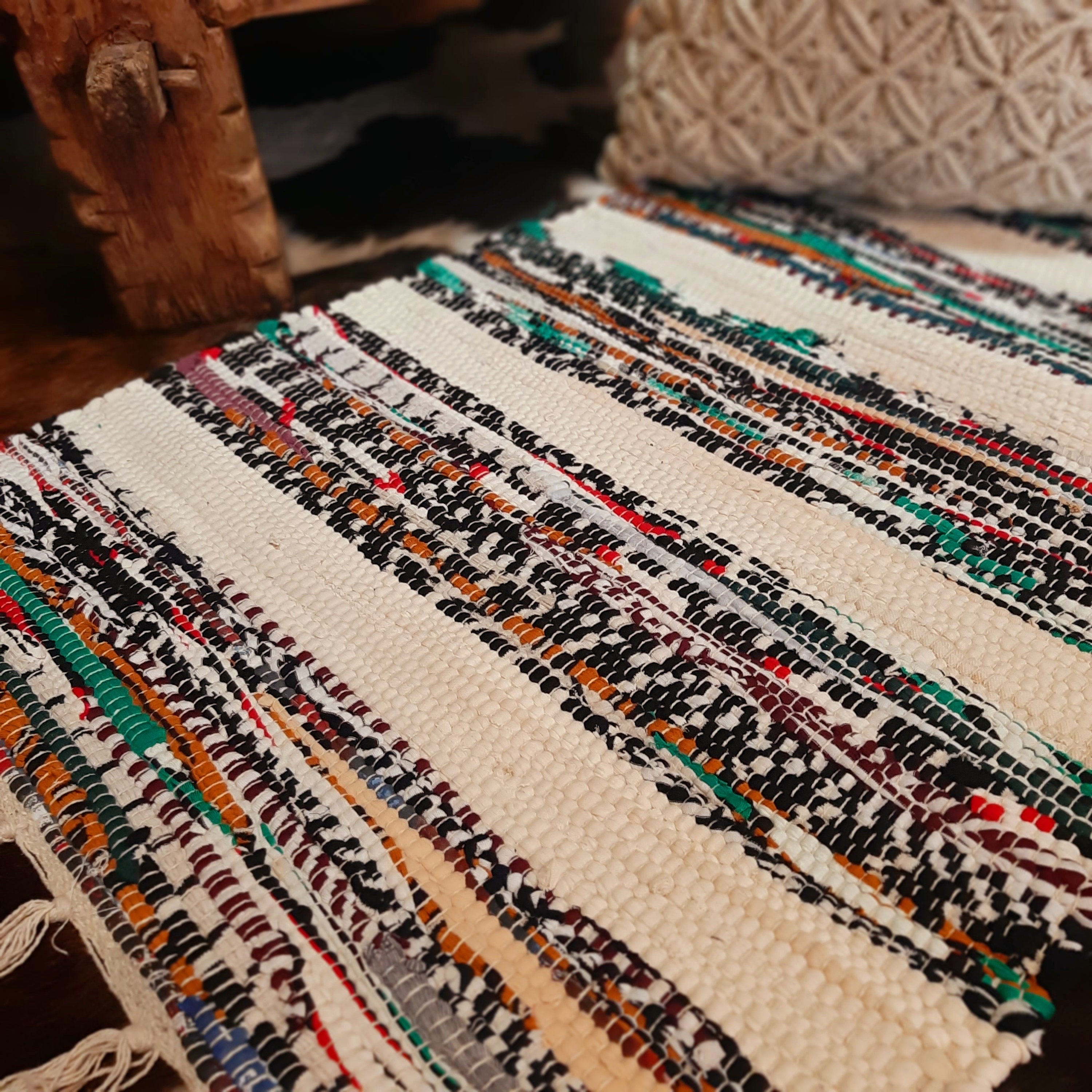 Striped Cotton Mats Recycled Cotton Mats Handmade Rugs Etsy