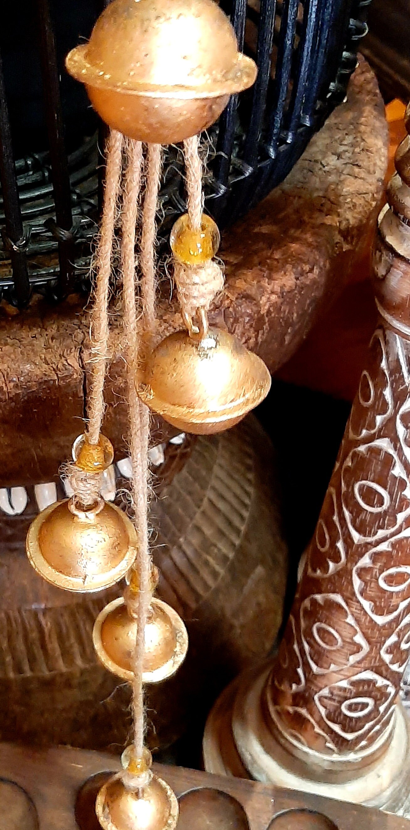 Hanging Bells Brass Bell Strings Bohemian Decor Bells Iron Etsy