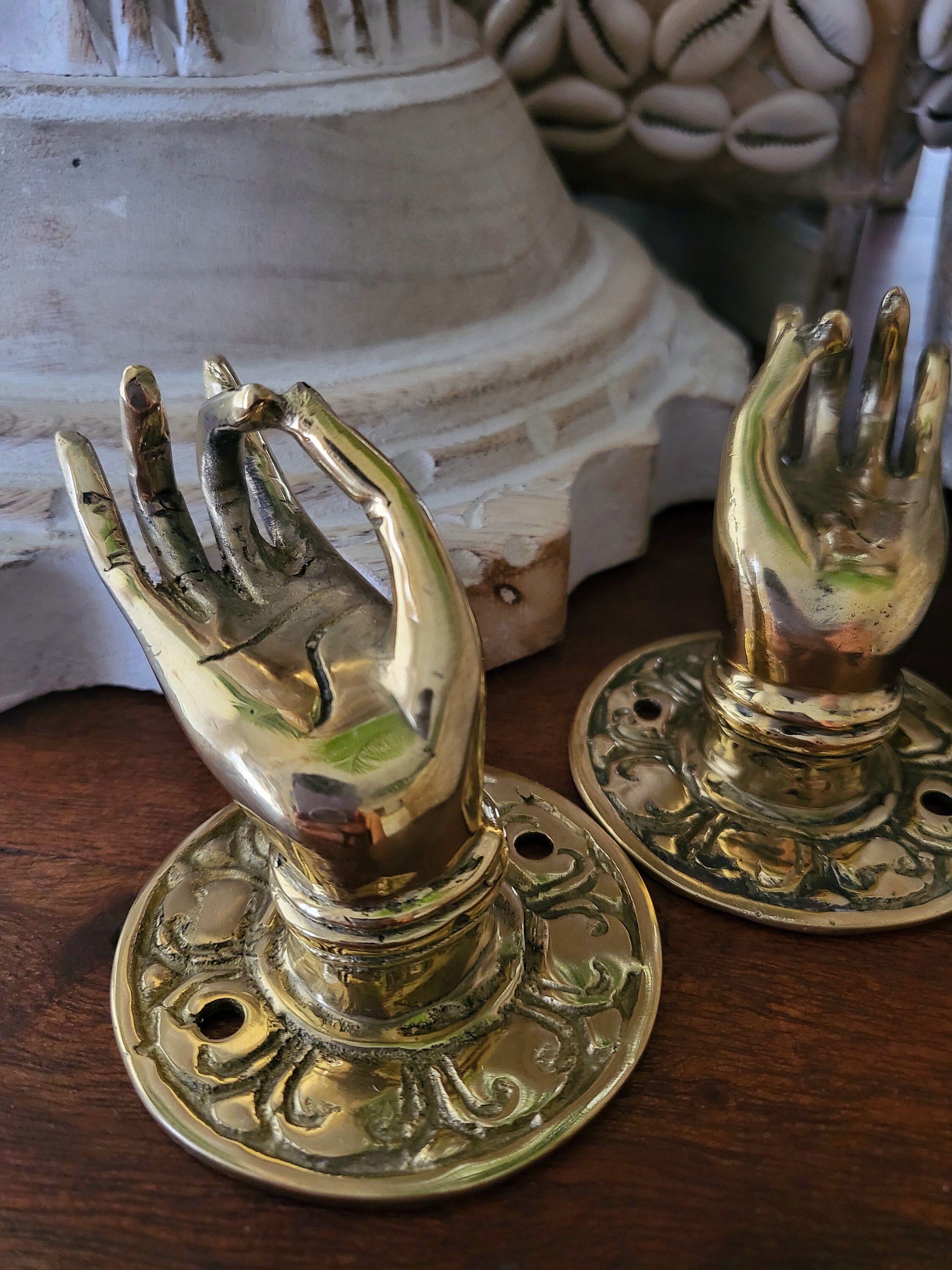 Brass Hand Door Handles Shuni Mudra Door Handles Spiritual Etsy
