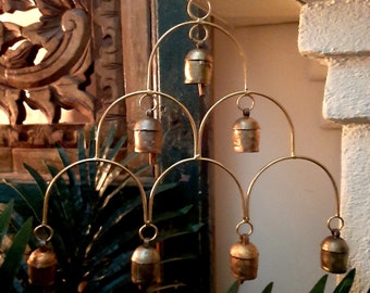 Indian Hanging Bells, Iron Bells, Bohemian Decor, Handmade Bells, Wind Chimes, Meditation, Garden Bells