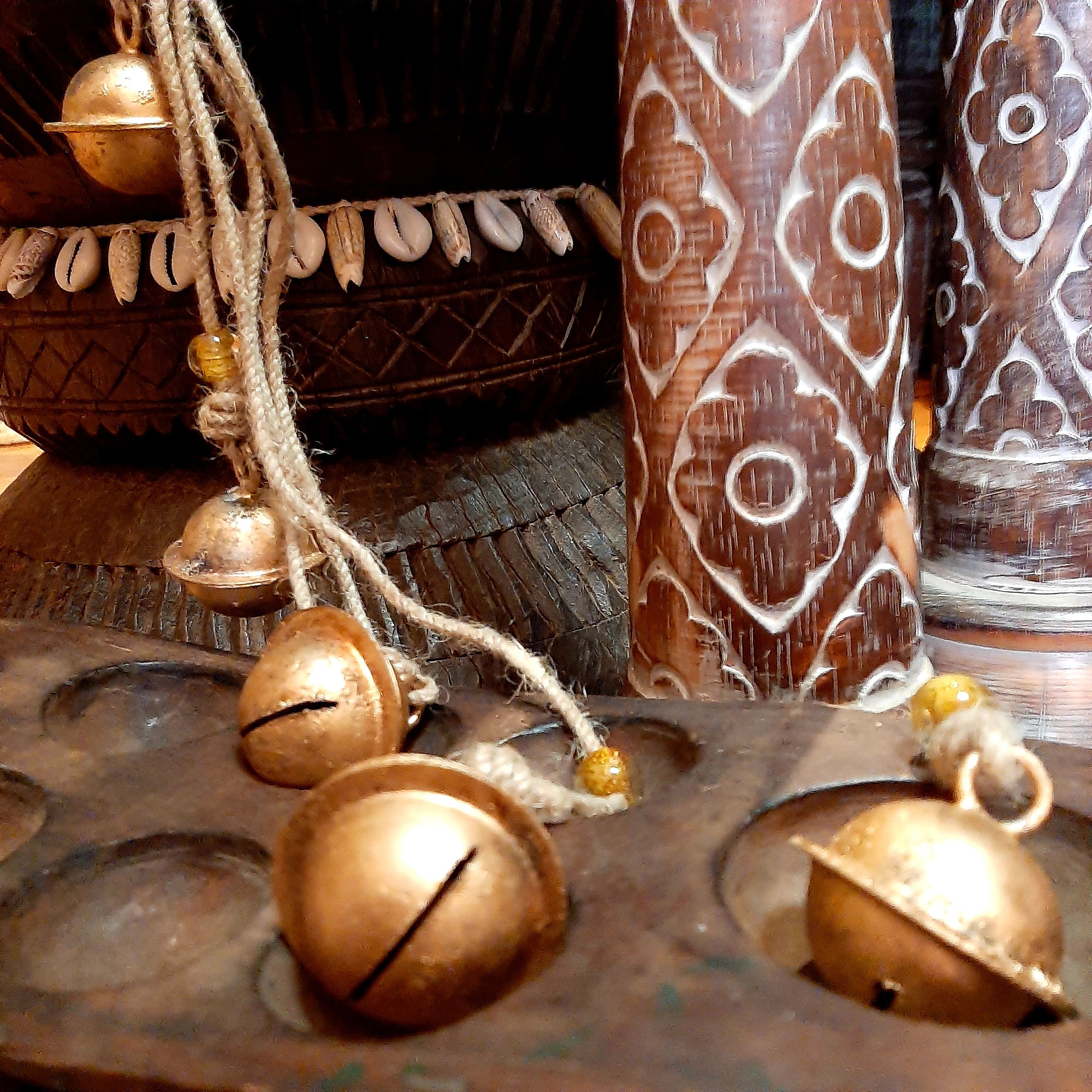 Hanging Bells Brass Bell Strings Bohemian Decor Bells Iron Etsy