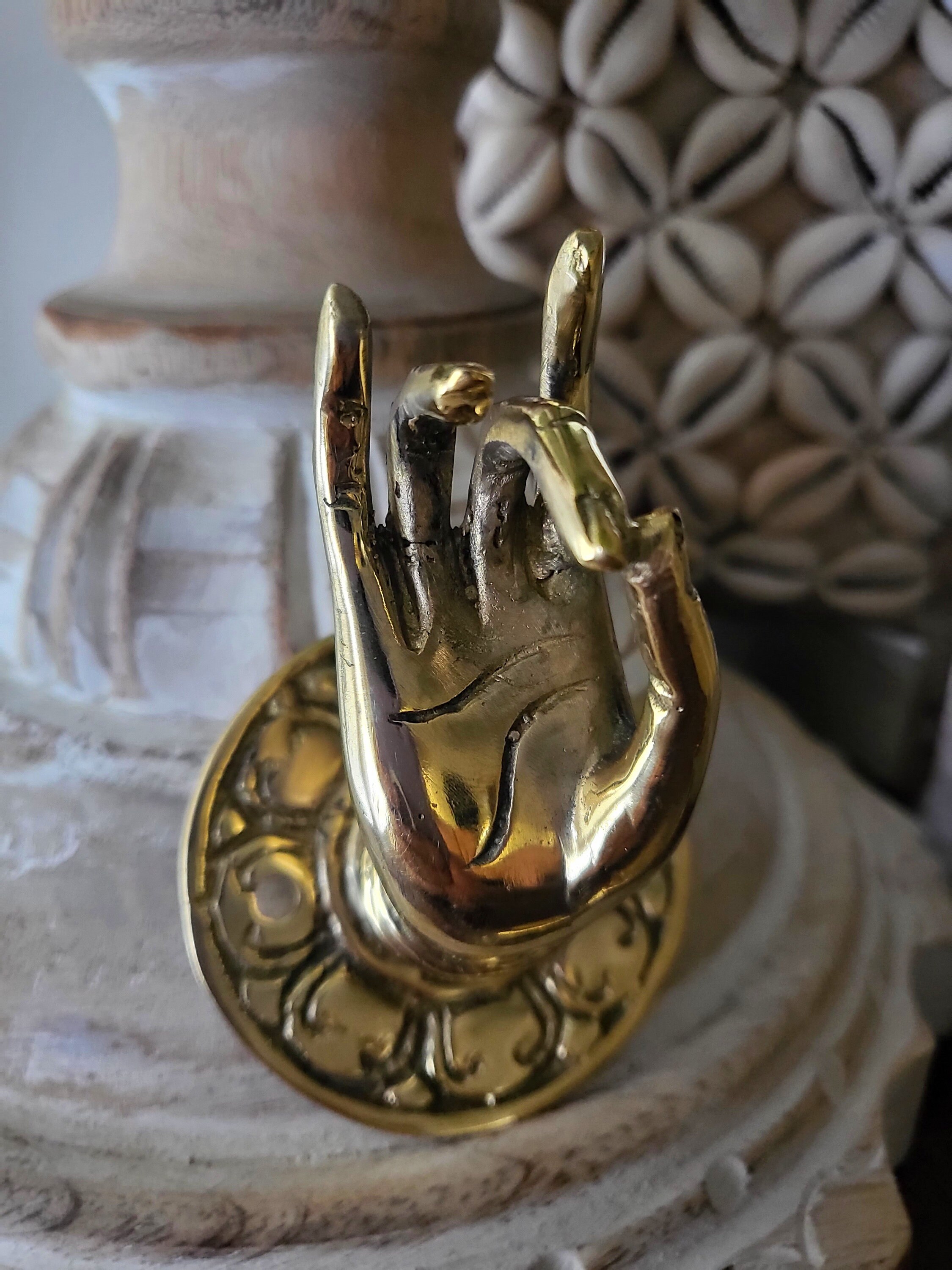 Brass Hand Door Handles Shuni Mudra Door Handles Spiritual Etsy