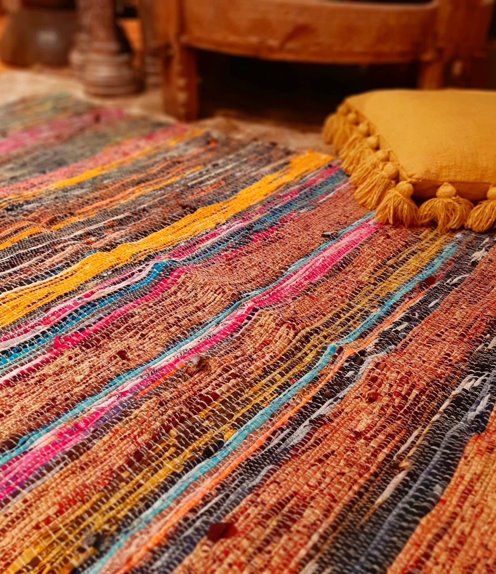 Dhurrie Rug Cotton Mats Handmade Rugs Colourful Rug Etsy