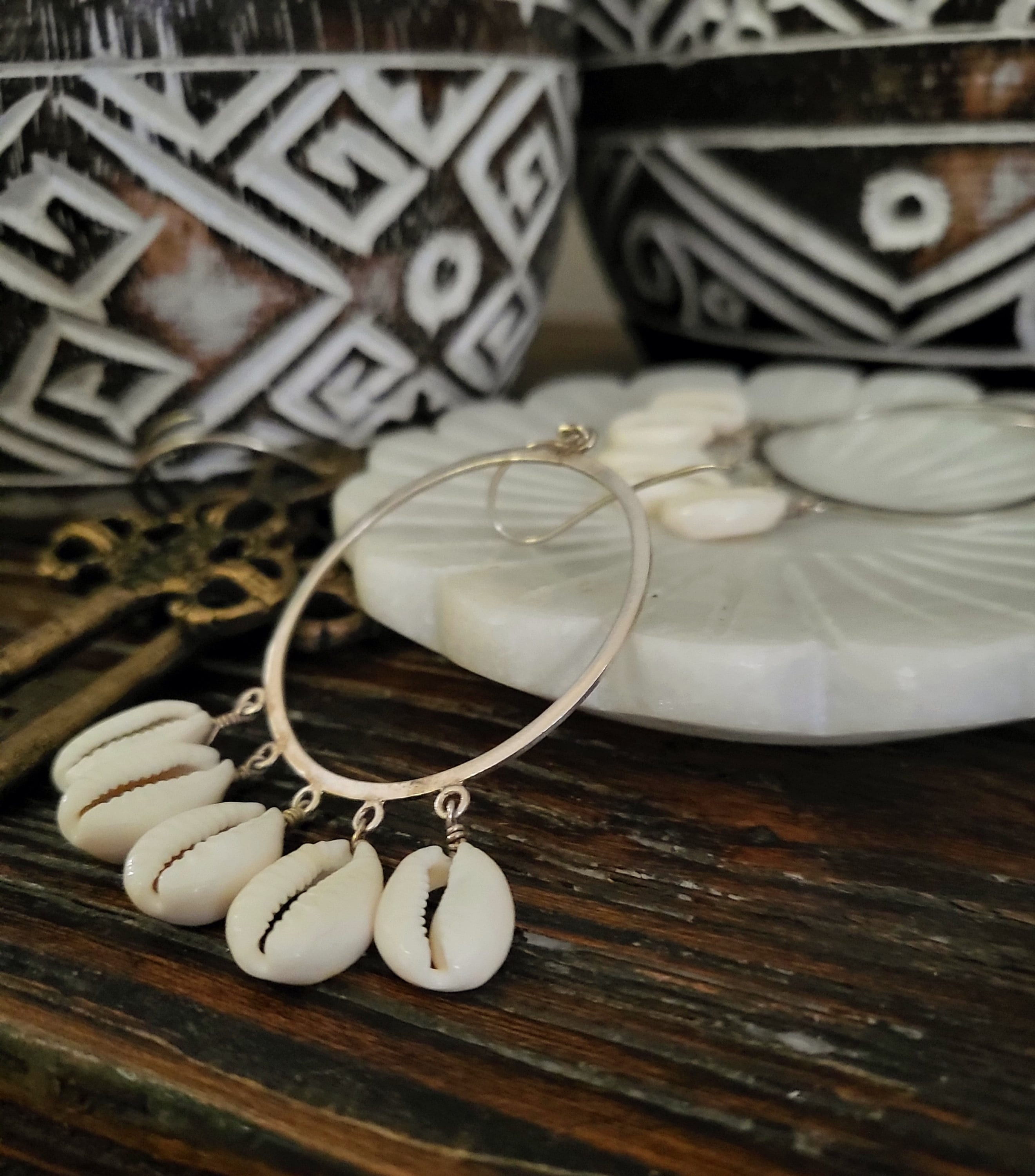 Cowrie Shell Earring Hoop Earring Bohemian Jewellery Boho