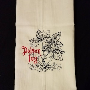 Poison ivy flour sack dish towel  custom embroidered poisonous plants tea towel dare to be different